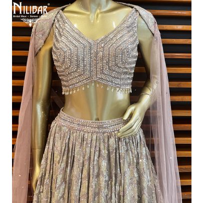 Grey Net(Top) Georgette (Skirt) Lehenga