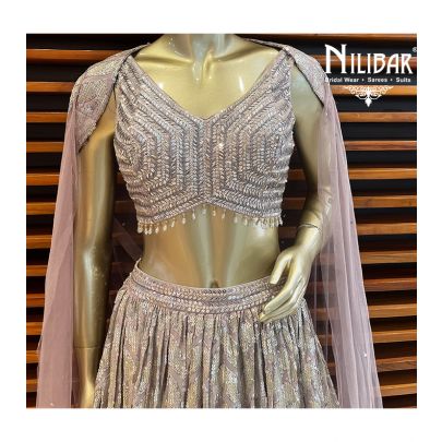 Grey Net(Top) Georgette (Skirt) Lehenga