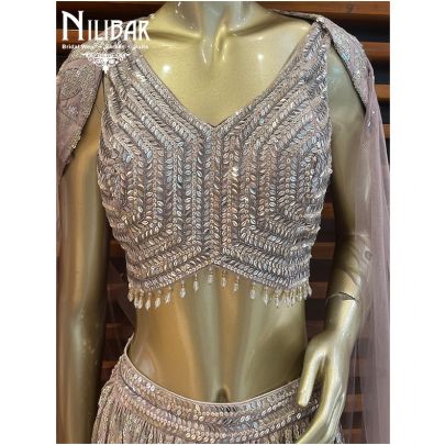 Grey Net(Top) Georgette (Skirt) Lehenga