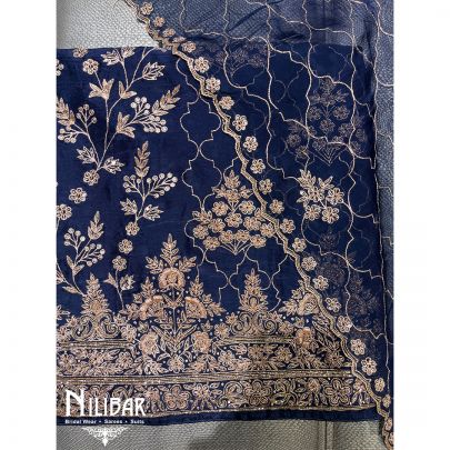Navy Blue Indian Silk Unstitched Suit