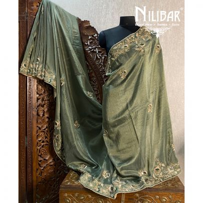 Oak Green Georgette Saree