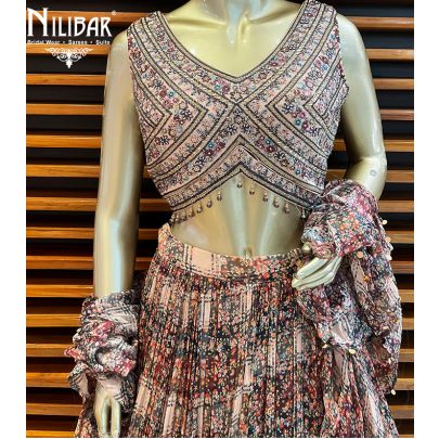 Brown Top (Silk) Crepe(Skirt) Lehenga