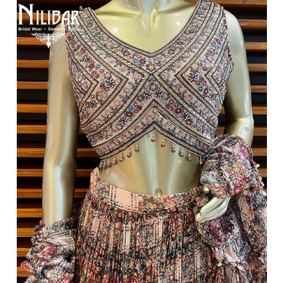 Brown Top (Silk) Crepe(Skirt) Lehenga