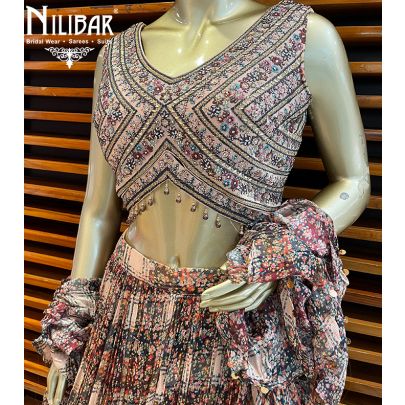 Brown Top (Silk) Crepe(Skirt) Lehenga