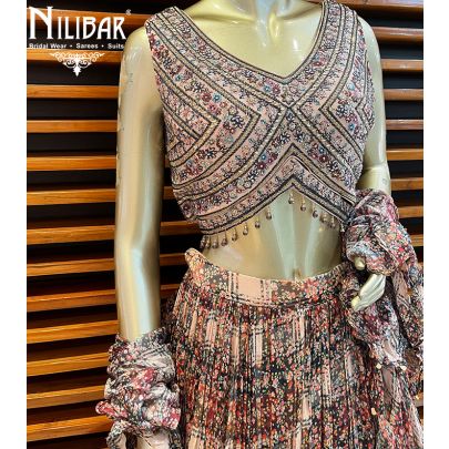 Brown Top (Silk) Crepe(Skirt) Lehenga