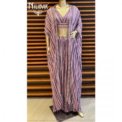 Purple Georgette Printed 3 Piece Set