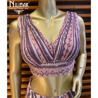 Purple Georgette Printed 3 Piece Set
