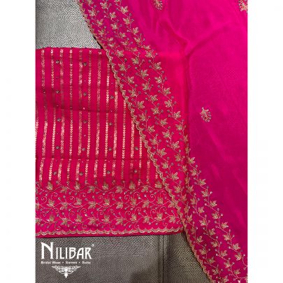 Rani Pink Georgette Unstitched Suit