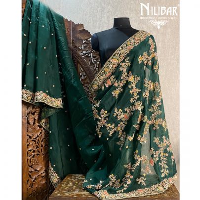 Dark Green Georgette Saree