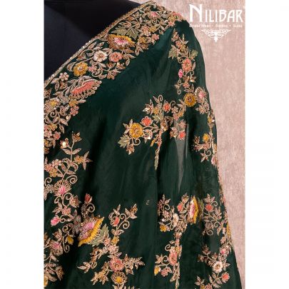 Dark Green Georgette Saree