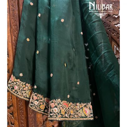 Dark Green Georgette Saree