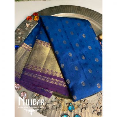 Azure Blue Silk Kanjivaram Saree
