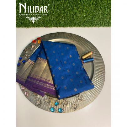 Azure Blue Silk Kanjivaram Saree