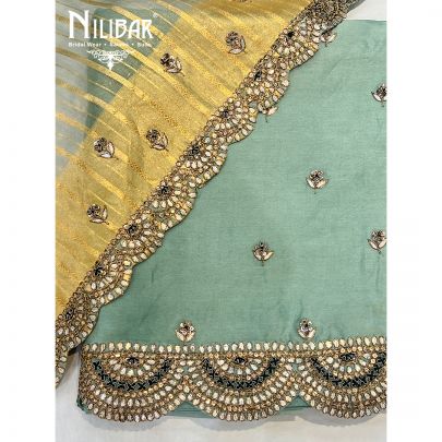 Pista Green Organza Unstitched Suit