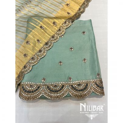 Pista Green Organza Unstitched Suit