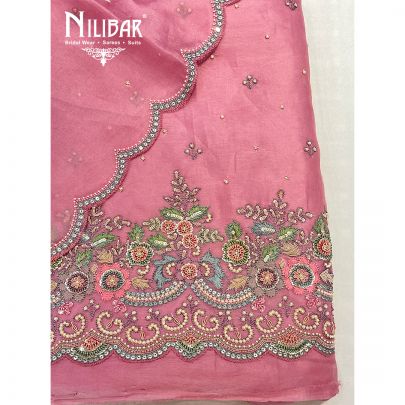 Baby Pink Organza Unstitched Suit