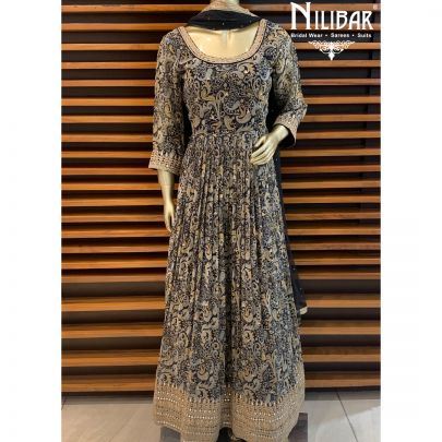 Black Printed Georgette Anarkali