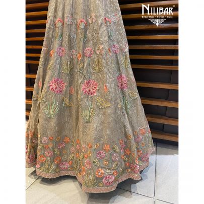 Beige Silk and Georgette lehenga
