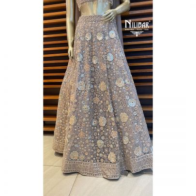 Silver gray Net lehenga
