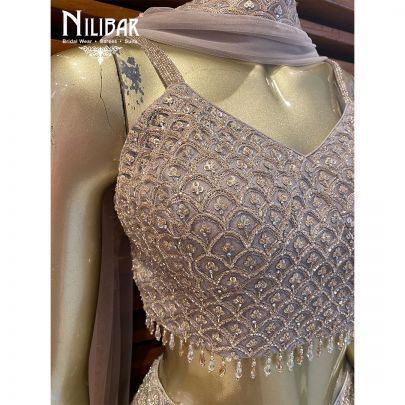 Silver gray Net lehenga