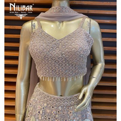 Silver gray Net lehenga