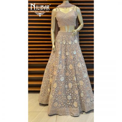 Silver gray Net lehenga