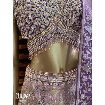 Dark Violet Net Lehenga