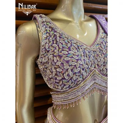 Dark Violet Net Lehenga