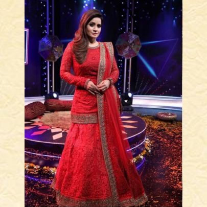 Miss Pooja in Our Beautiful Red Chikankari Lehenga