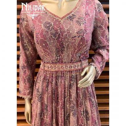 Onion Printed Georgette Anarkali