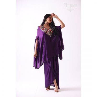 Egg Plant Purple Satin Straight Pant Suit