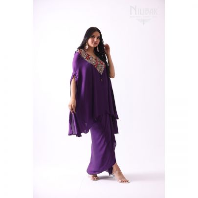 Egg Plant Purple Satin Straight Pant Suit