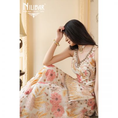 Cream Net Palazzo Suit