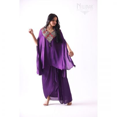Egg Plant Purple Satin Straight Pant Suit