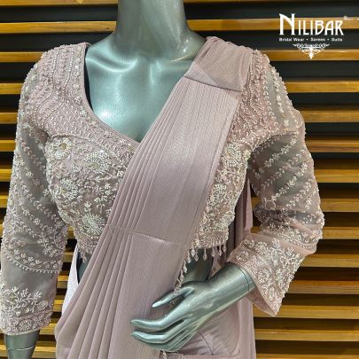 Light Rose Pink Lycra Drape Saree