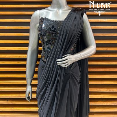 Black Lycra Drape Saree