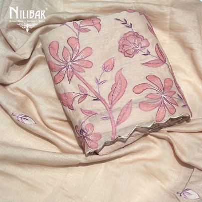 Beige Mul Cotton Unstitched Suit