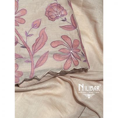 Beige Mul Cotton Unstitched Suit
