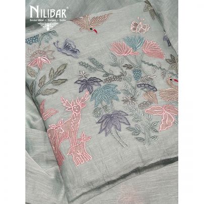 Powder Blue Mul Cotton Unstitched Suit