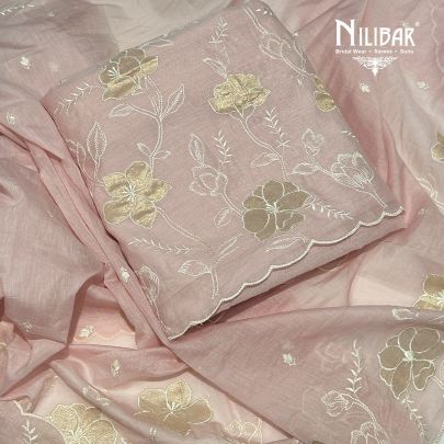 Powder Blue Mul Cotton Unstitched Suit