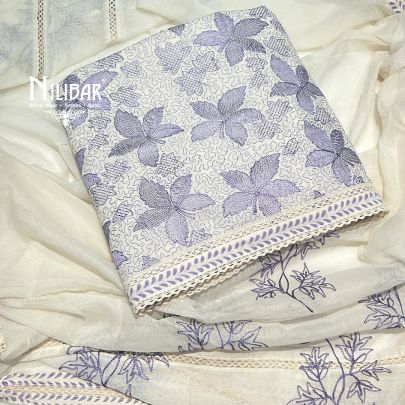 Off White Mul Cotton Unstitched Suit