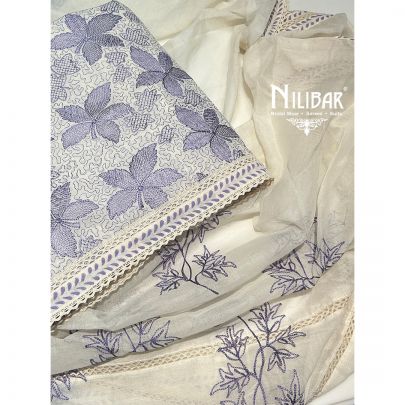 Off White Mul Cotton Unstitched Suit