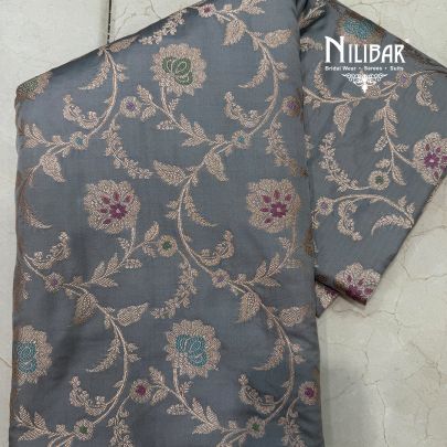 Grey Banarasi Silk Saree