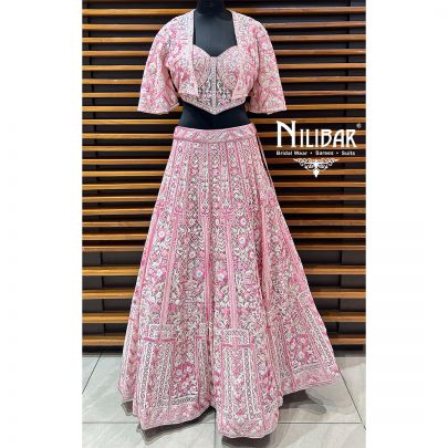 Pink Net Lehenga