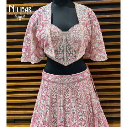Pink Net Lehenga