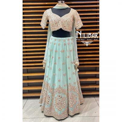 Sea Green Net Lehenga