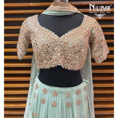 Sea Green Net Lehenga