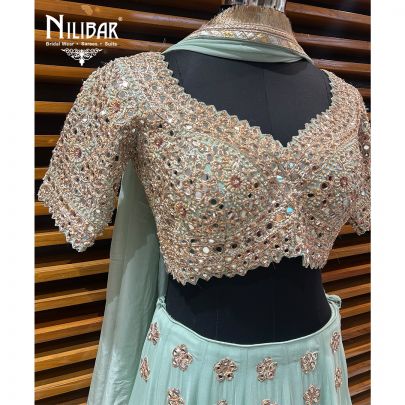 Sea Green Net Lehenga