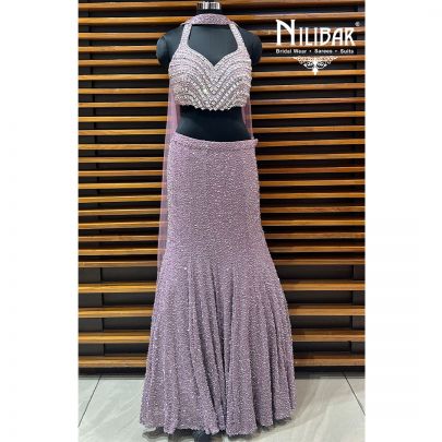 Lilac Net Lehenga
