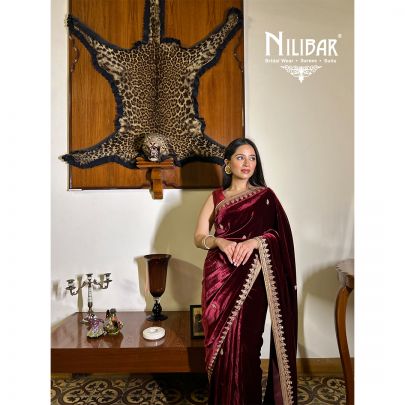Manleen Grewal in Our Burgundy Velvet Saree